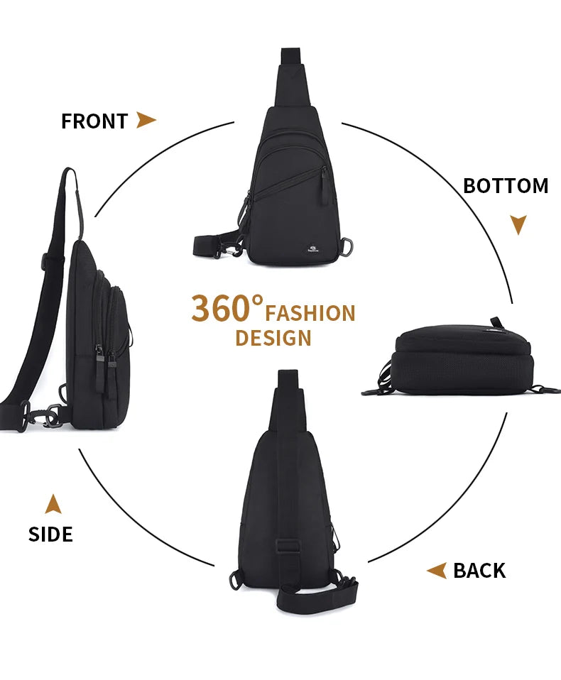 Chest Bag Men's Single Shoulder Crossbody Bag Large Capacity Oxford Cloth Outdoor Travel Backpack Men's Chest Bag