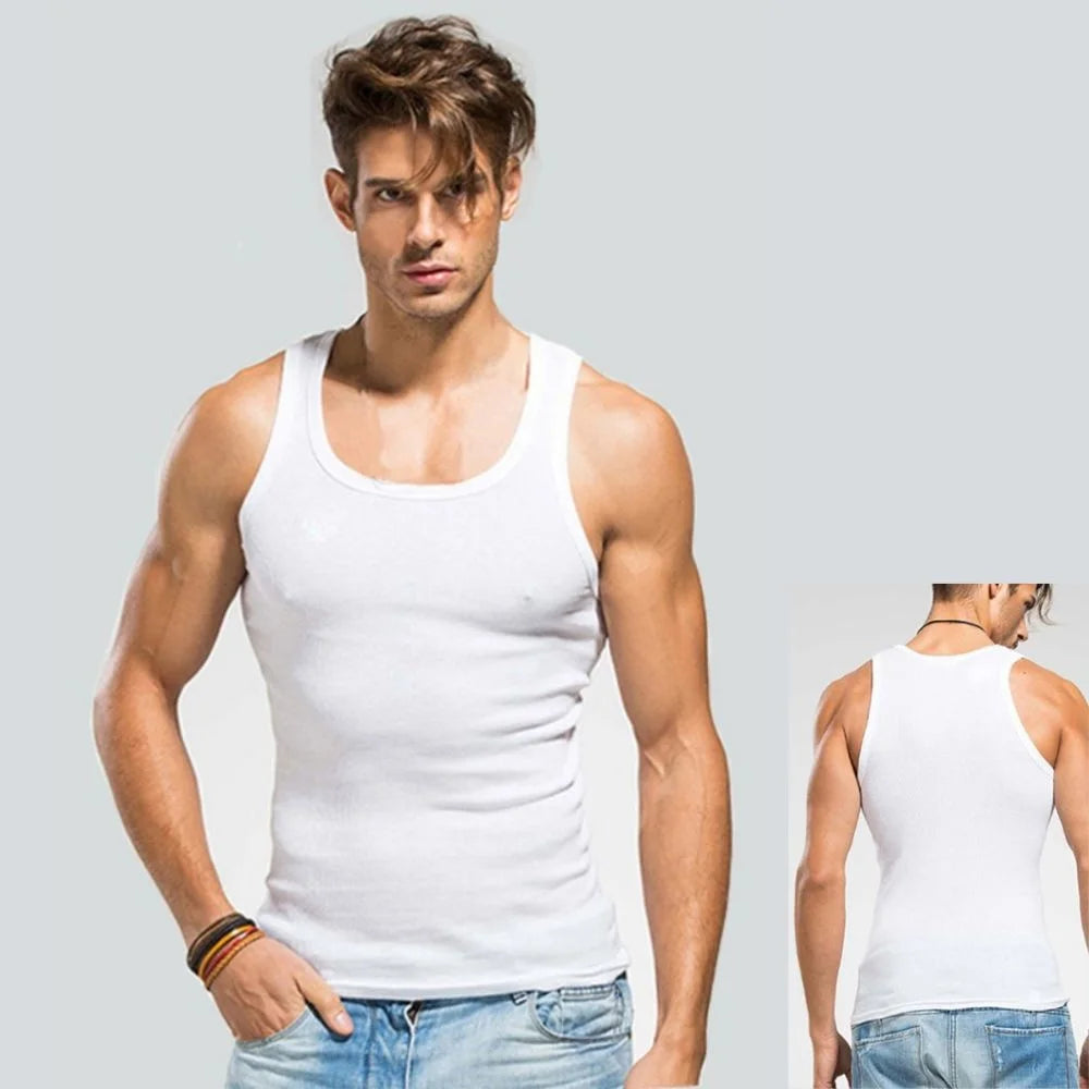 Male Clothes Tank Tops 100% Pure Cotton Sleeveless Fitness T-shirt