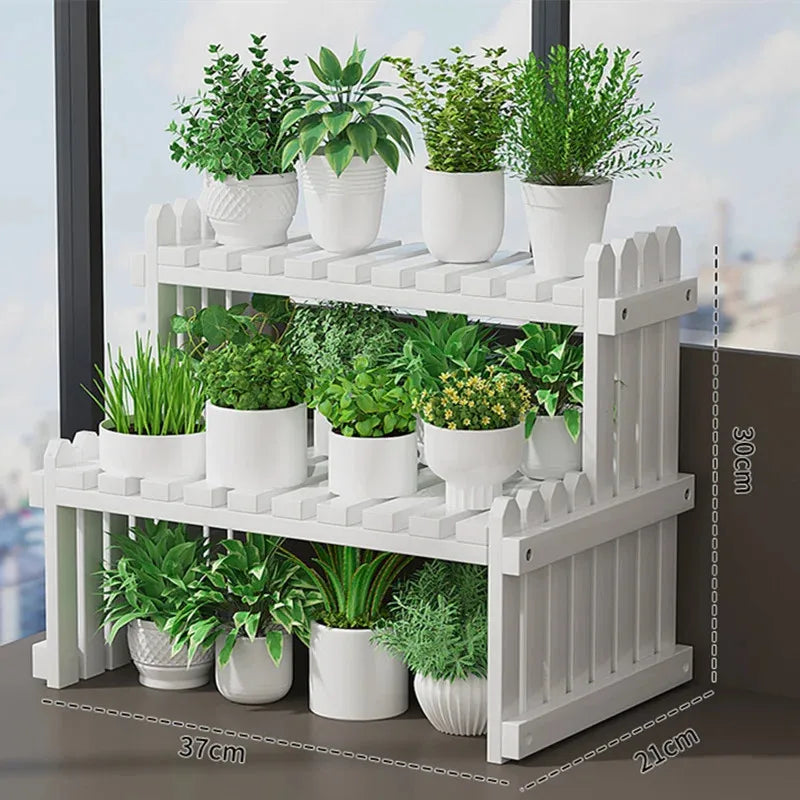 2Tier Simple Modern Decorative Natural Bamboo Flower Pot Plant Display Stand Shelf,Books Kitchen Household Supplies Storage Rack