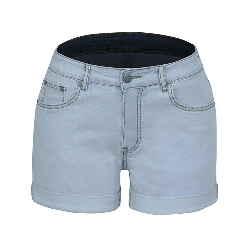 Women Casual Slim Fit Pockets Denim Shorts Wrap Buttocks Solid Mini Jeans Female 2024 Sexy High Strecth Vintage Short Pants