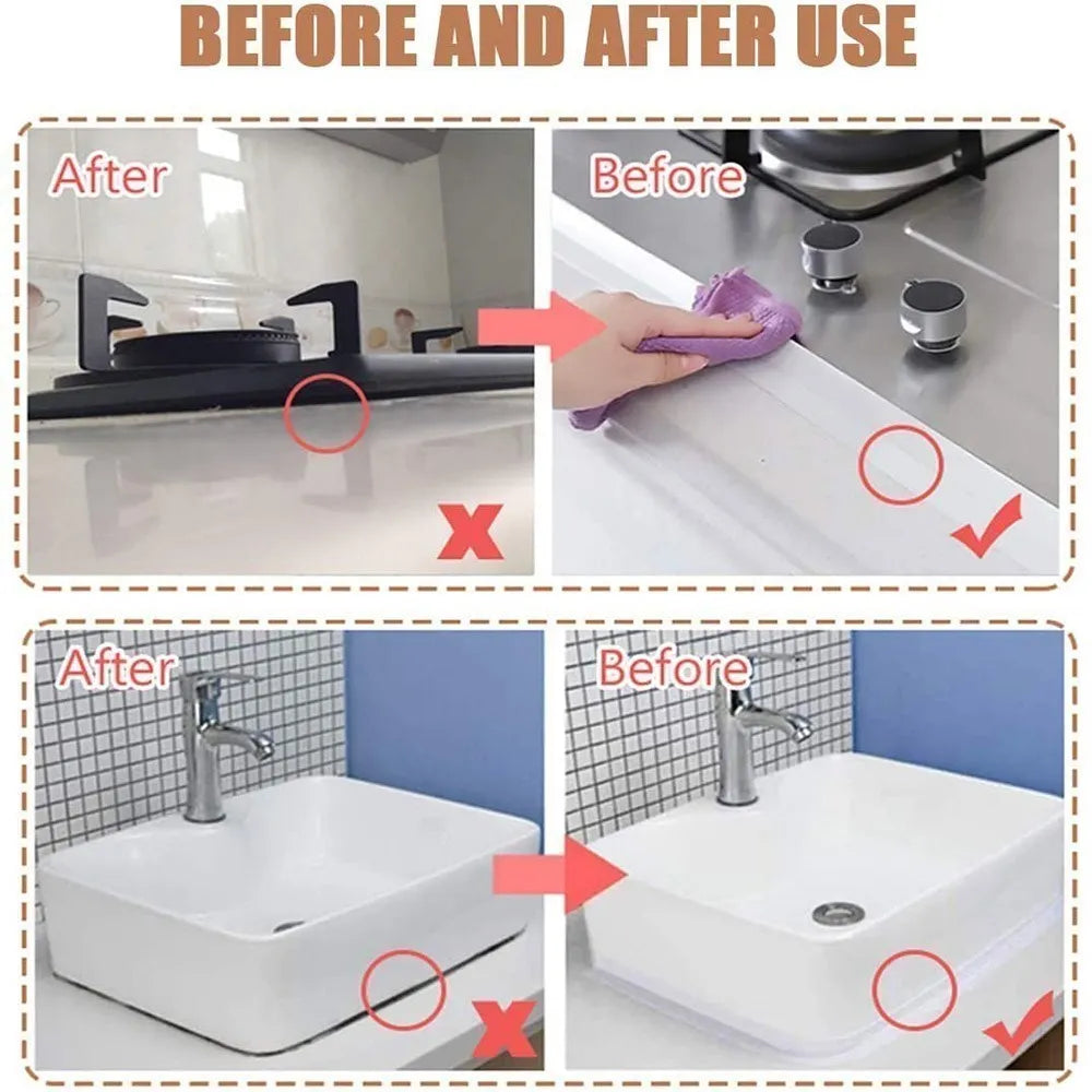 2.2x3.2mPVC Sealing Strip Tape For Bathroom Bath Toilet Kitchen Caulk Tape Self Adhesive Waterproof Wall Sticker Mold Proof Tape