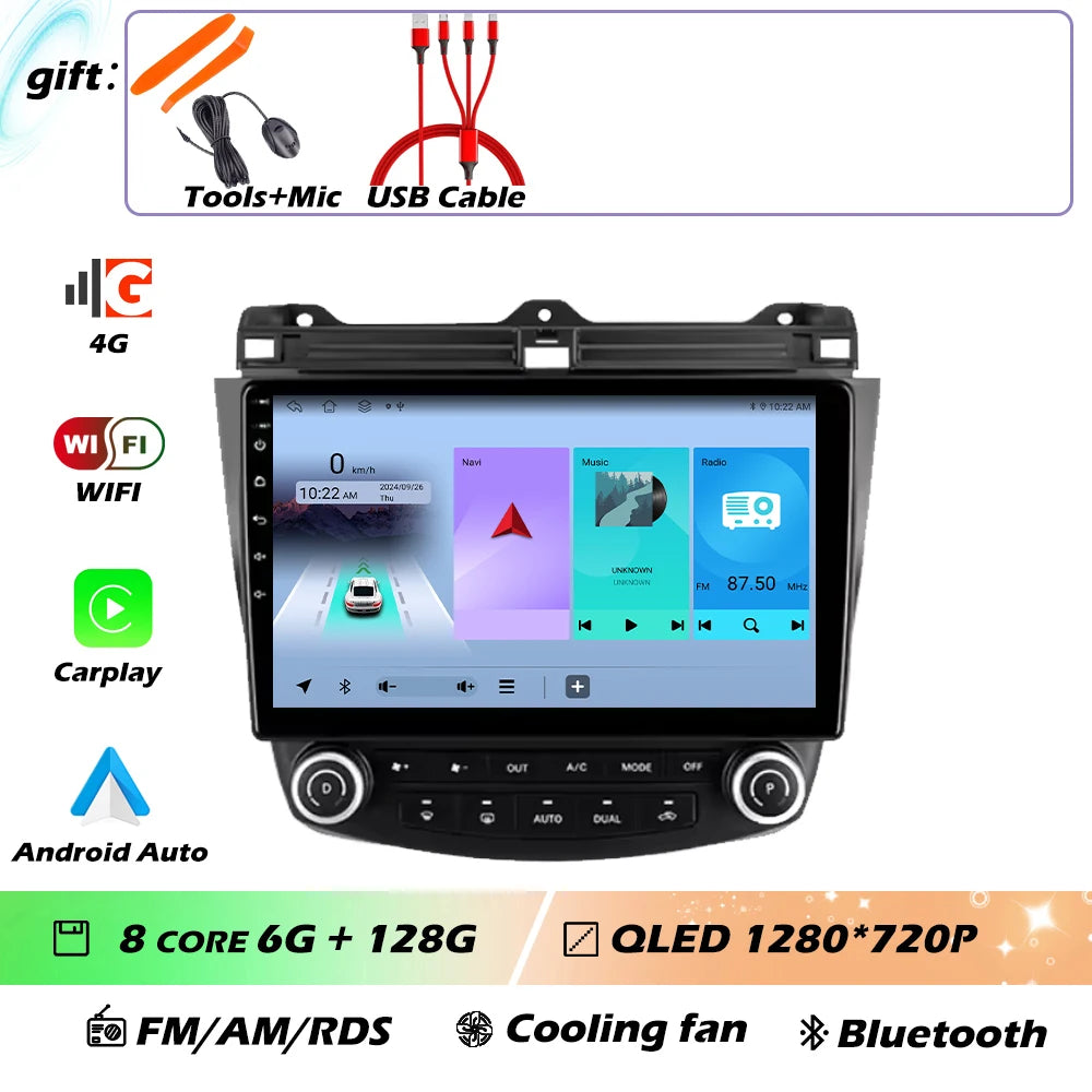 Android OS For Honda Accord 7 CM UC CL 2004 - 2007 Car Radio Navigation 4G WIFI BT No 2 Din DVD GPS CPU Multimedia Player