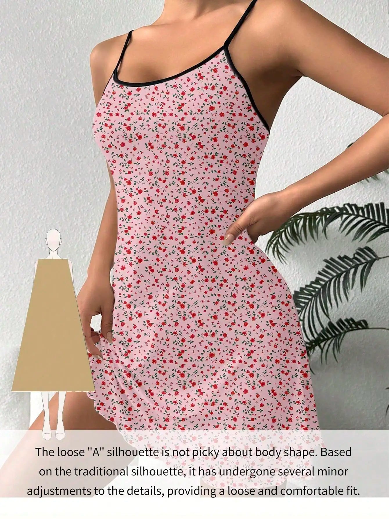 1pcs Women Maternity Floral Crew Neck Suspender Nightdress,Comfortable Home Wear Suitable For Summer
