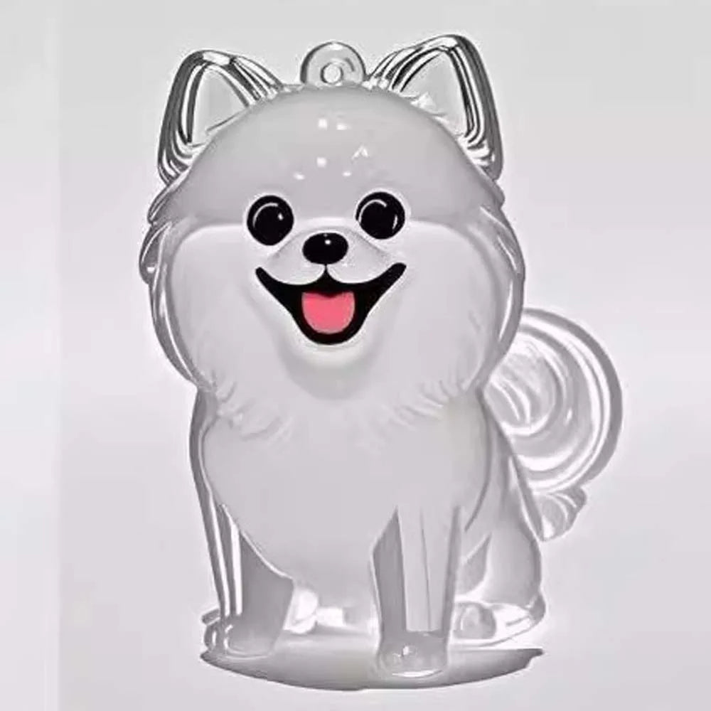 Cartoon Dog Shape Dog Hair Storage Box Transparent Hair Grooming Pet Hair Keychain DIY Handmade Keyring Puppy Pendants Backpack