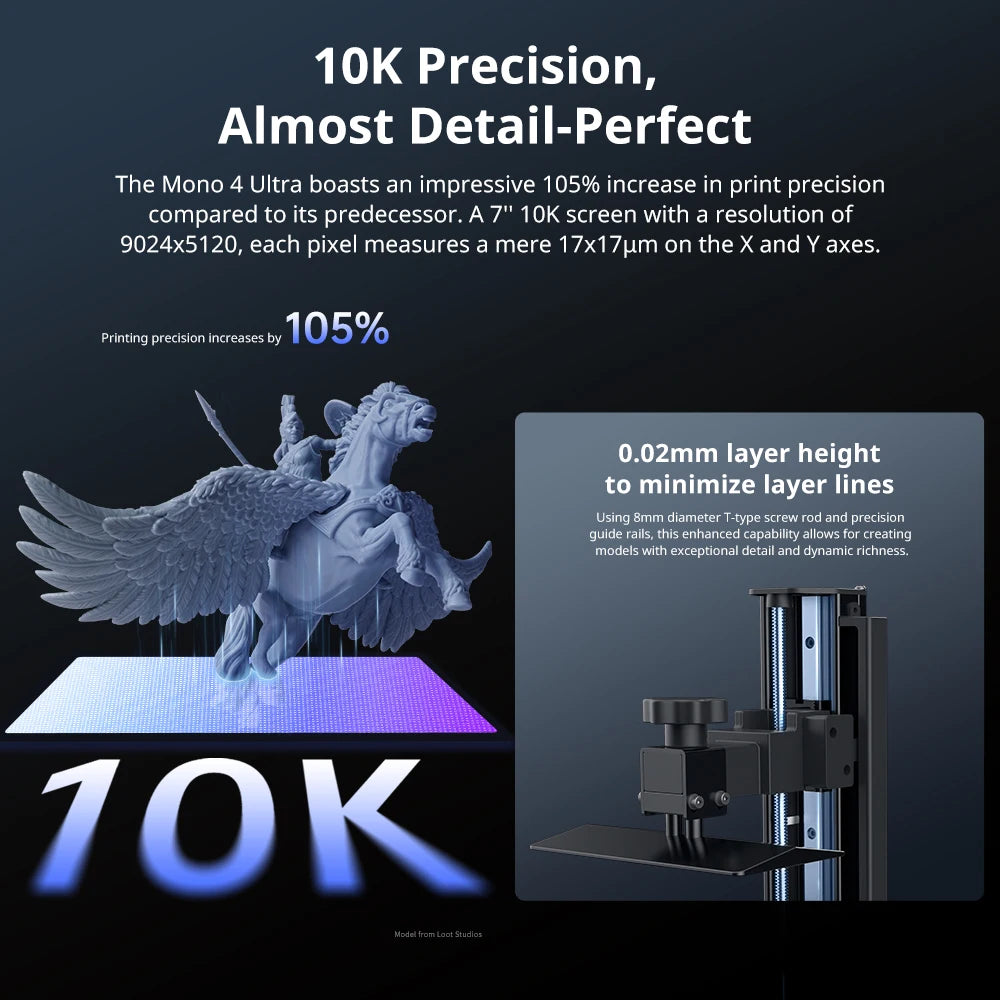 ANYCUBIC Photon Mono 4 Ultra V2 LCD 3D Printer 7" 10K UV Resin Printers High Speed 3D Printing Build Volume Size 153.4x87x165mm