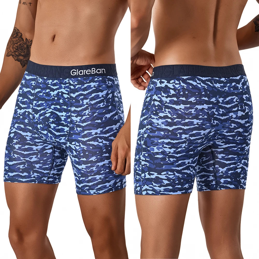 5pcs Set Mid-Long Camo Cotton Brand Boxer Shorts for Men Underwear Male Underpants Briefs Boxershorts Slips Panties Breathable