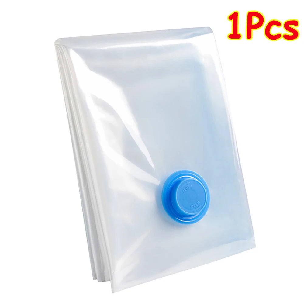 1-24Pcs Reusable Vacuum Storage Sealing Bags with Hand Pump Clear Folding Compressed Space Saving Vacuum Bag for Clothes Travel