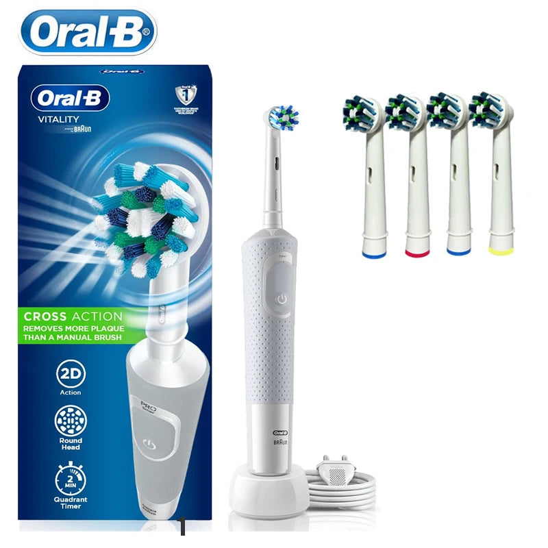 Oral B Vitality 100 Electric Rechargeable Toothbrush Cross Action Clean for Adults Timer Waterproof Tooth Brush