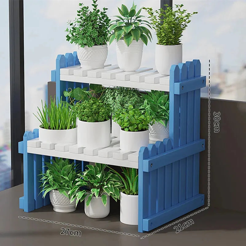 2Tier Simple Modern Decorative Natural Bamboo Flower Pot Plant Display Stand Shelf,Books Kitchen Household Supplies Storage Rack