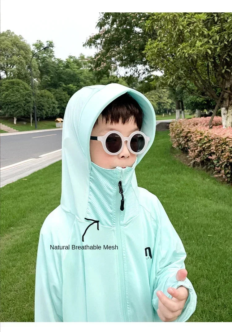 Children's Sun Protection Clothing Outdoor Ice Silk Sun Protection Jacket UV Resistant Summer Outdoor Play Sun Protection Jacket