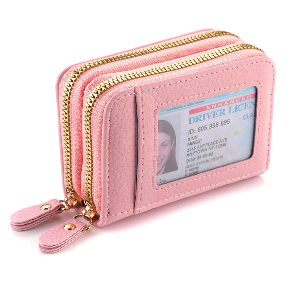 Multi Slot  Holder Fashion Wallet Female Bank Card ID Holder Female PU Leather Protection Case Coin Zipper Wallet