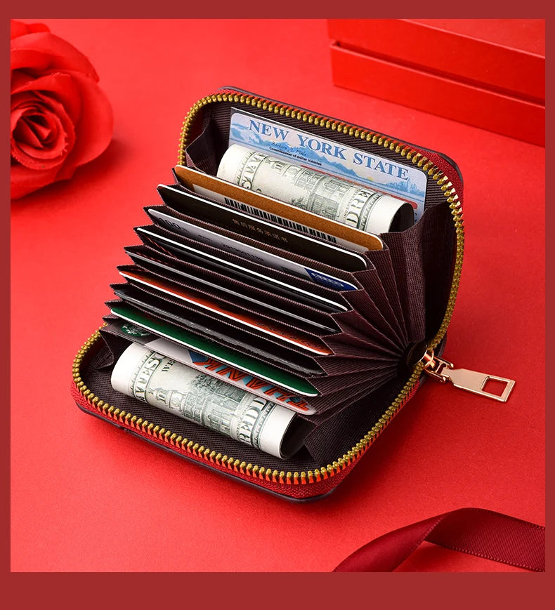 New Women's Small Wallet Premium Sense Personality Lady Credit Card Holder Fashion Multi-Slot Zipper Credit Card Wallet  Women's