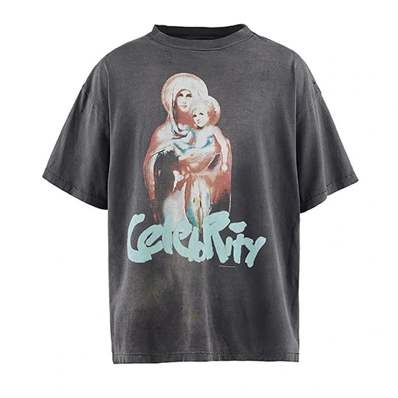 Pay Money To My Pain Saint T-Shirt Men Women Best Quality Oversized 100% Cotton Tee Tops Vintage Washed Black Graphics T Shirt