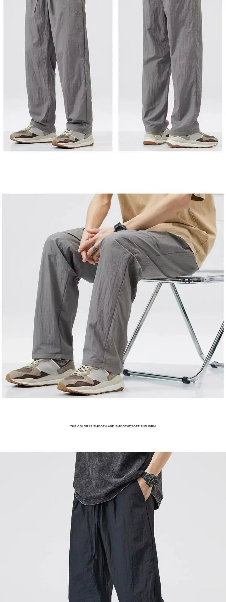 Summer Thin Casual Long Pants Ice Silk Qui Dry Men's Loose Straight Leg Trendy Brand Wide Leg Sports Pants