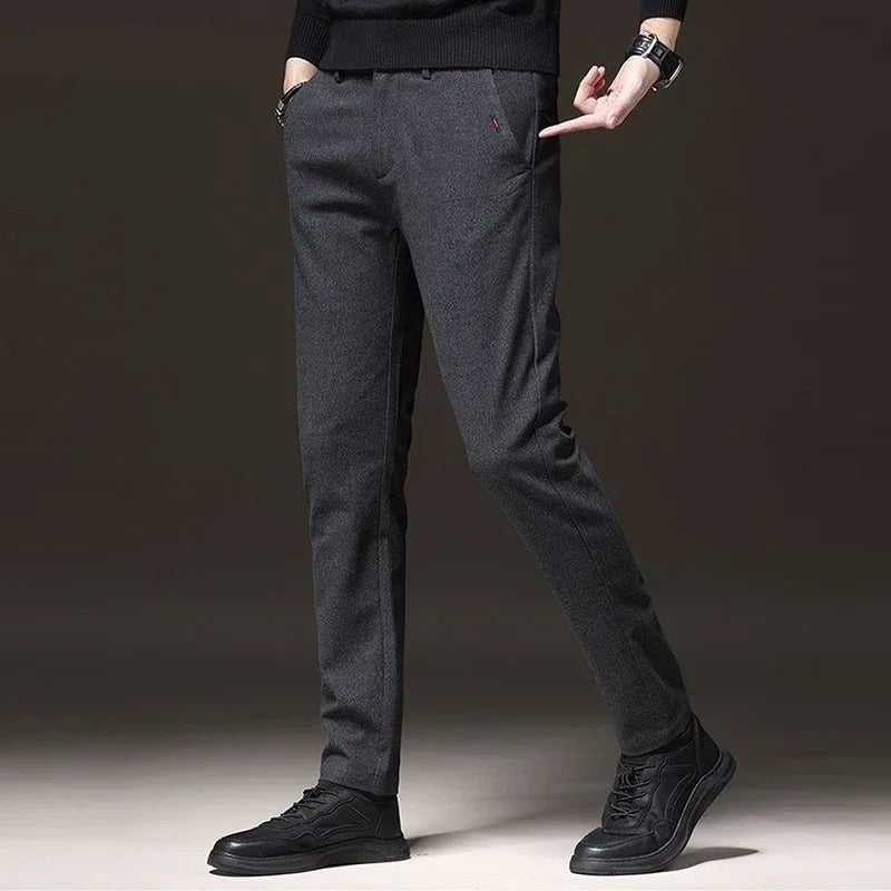 New Men Classics Business Pants Male Cotton Stretch Ankle Length Pants Slacks Skinny Straight Leg Trousers