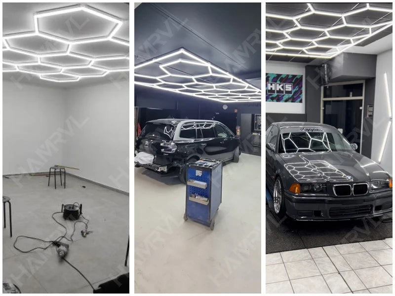 Cutomized Barbershop Hair Salon Led Ceiling Light Hexagon Garage Light Warm/Natural white 3000K 4000K Honeycomb Lighting For Car