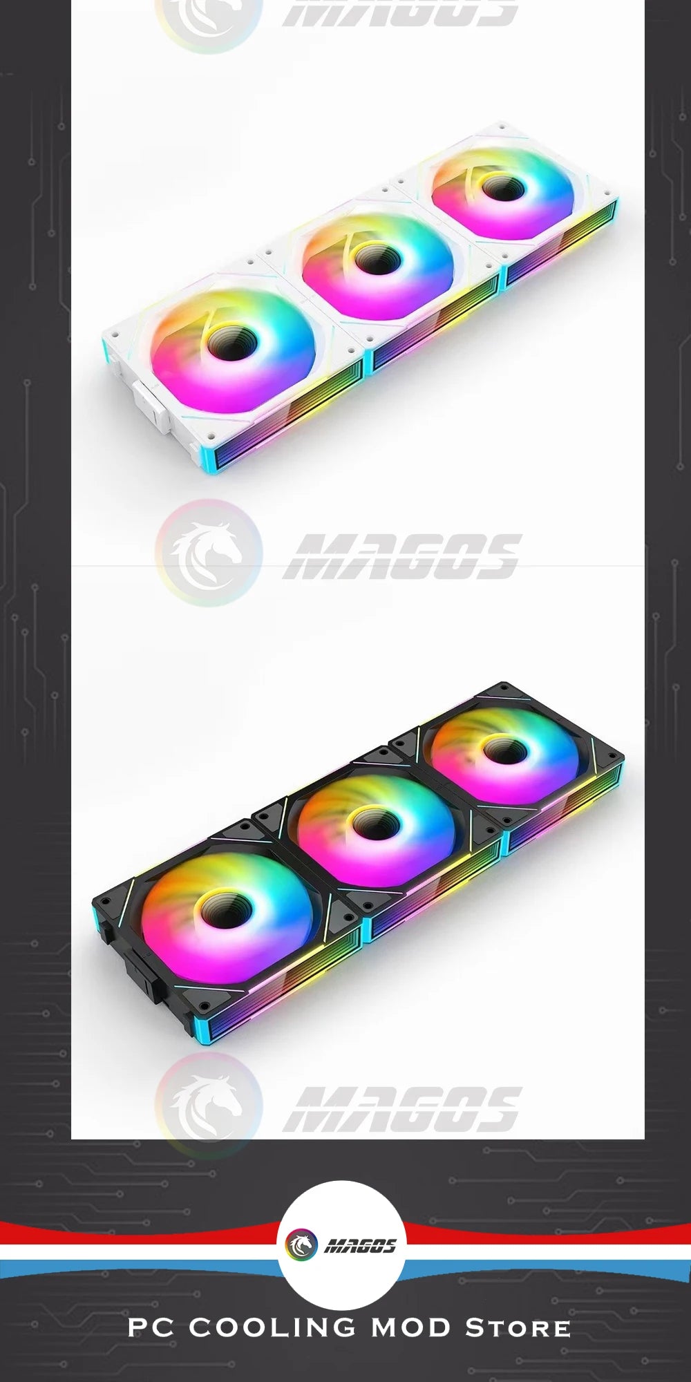 Infinity Mirror Uni Fan 3 in 1 Kit, ARGB Light Effect Forword Reverse Blade, PC Gamer Cabinet Water Cooling Silent Mute Radiator