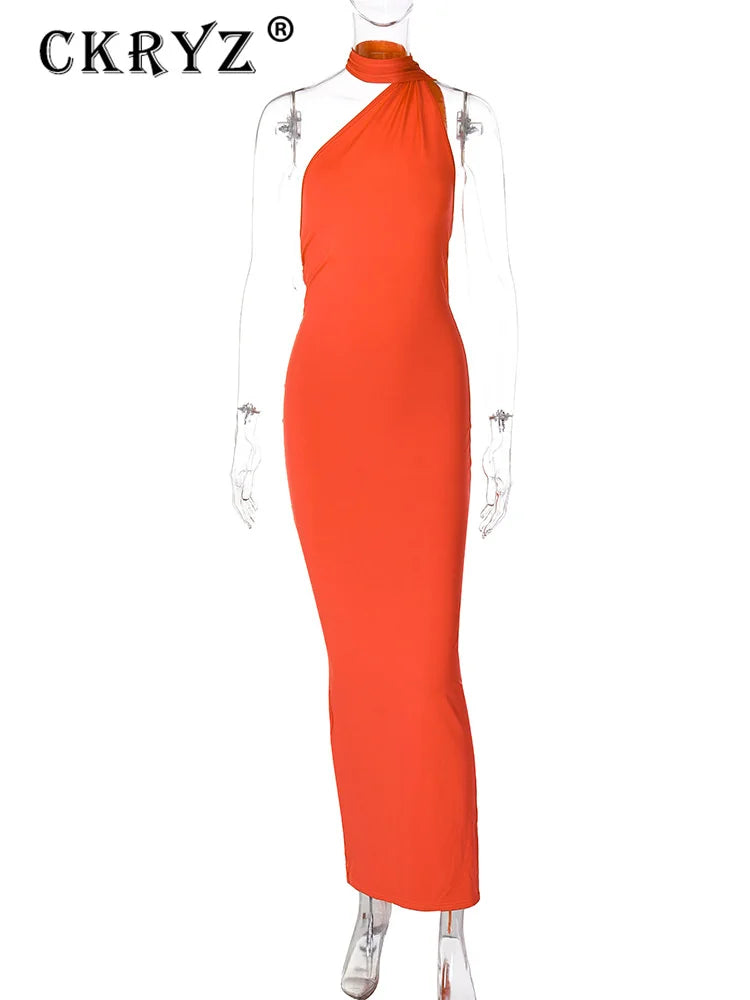 Ladies Summer Elegant Evening Party Dress For Women Sleeveless Backless Halter Sexy Long Dresses Woman Clothes Birthday Clubwear