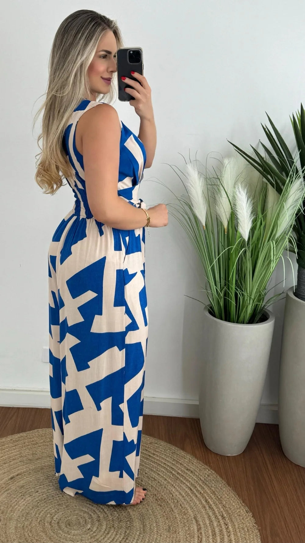 Autumn Women's Fashionable And Casual Jumpsuit Color Matching Deep V-waist Tied Sleeveless Mid Waist Straight Jumpsuit Women