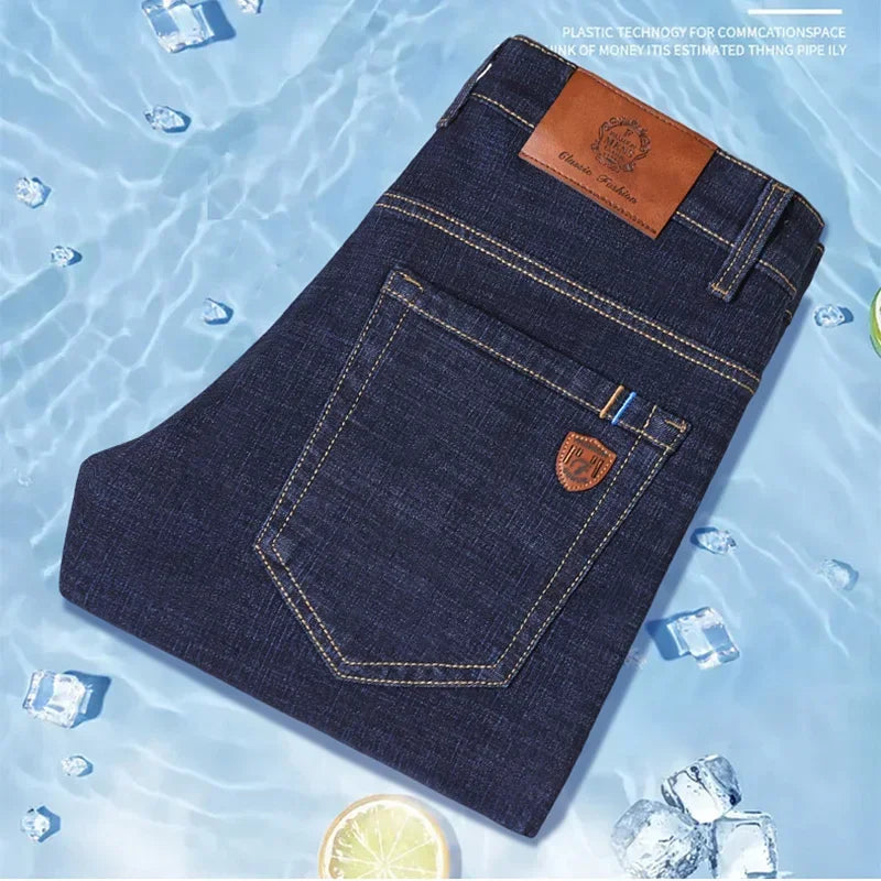 Fashion Men Jeans Stretch Straight Leg Casual Slim Fit Denim Pants Male Brand Luxury Design Business Classic Trousers Large Size