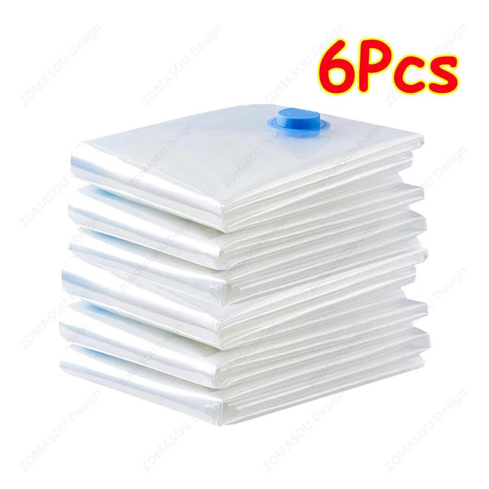 1-24Pcs Reusable Vacuum Storage Sealing Bags with Hand Pump Clear Folding Compressed Space Saving Vacuum Bag for Clothes Travel