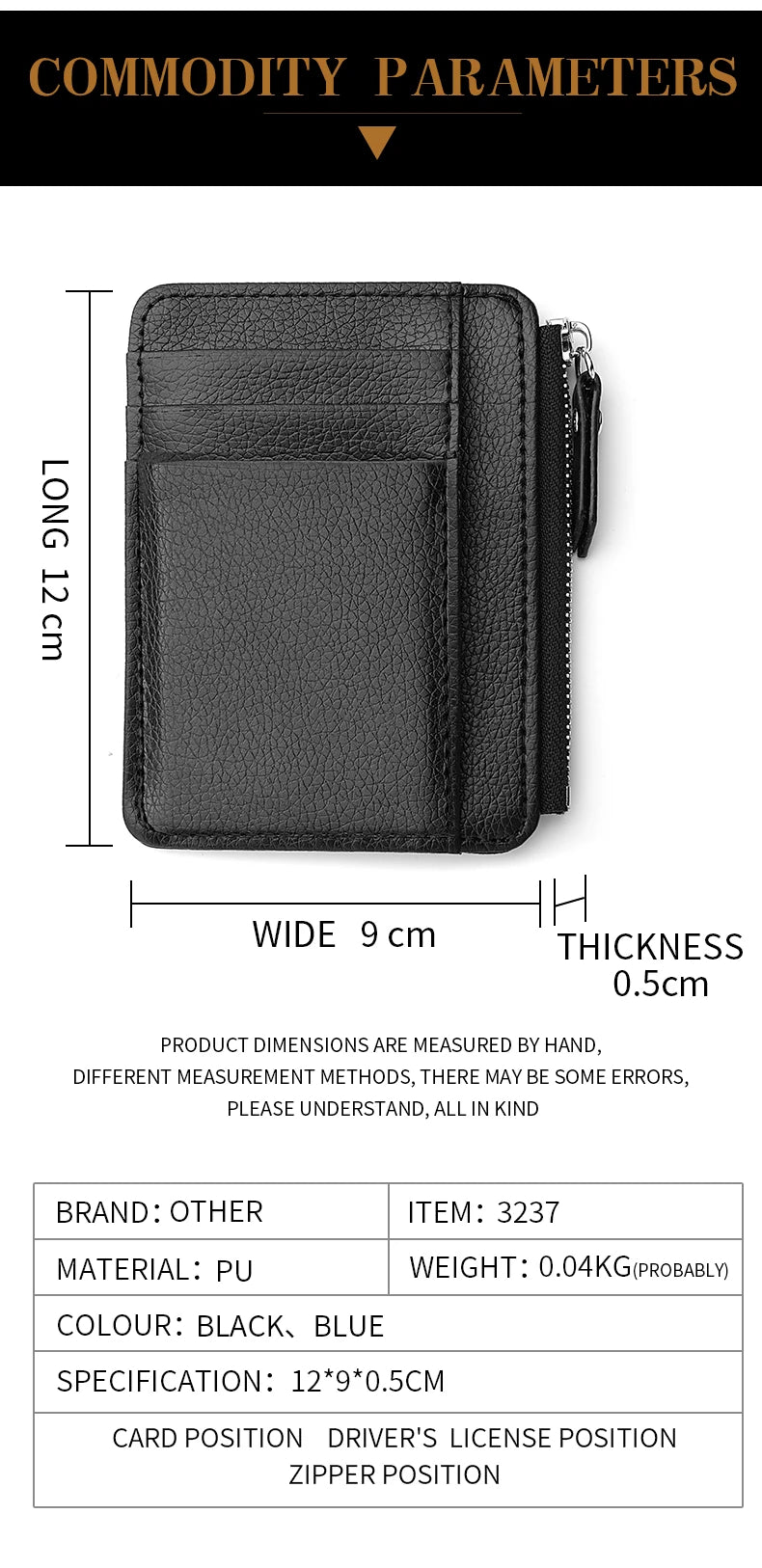 Ultra-Thin Mini Multi-Slot Credit Card Holder for Women PU Leather Zipper Wallet Compact Card Case Ladies' Organizer