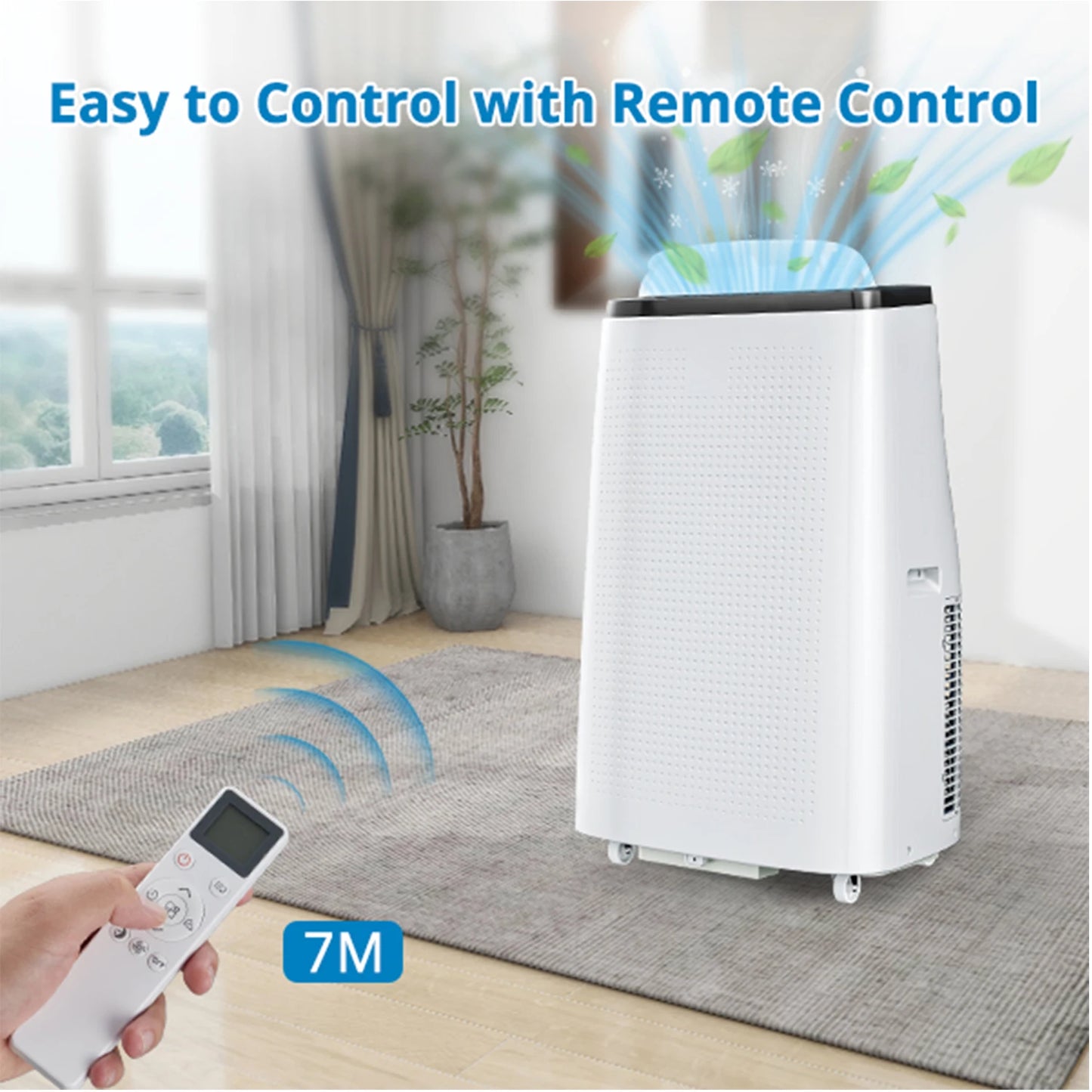Portable Air Conditioner 14000 BTU Cool Up to 750 Sq.Ft 3-in-1 AC Unit Dehumidifier Fan Remote Control 24Hrs Timer for Home