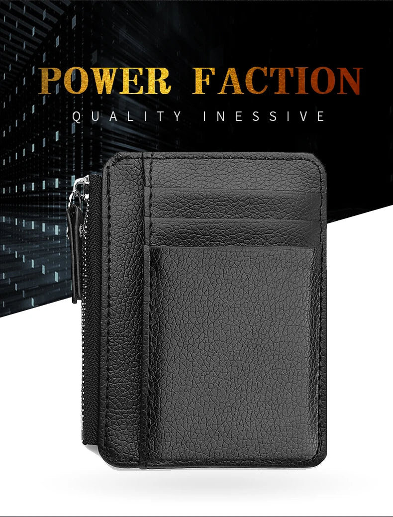 Ultra-Thin Mini Multi-Slot Credit Card Holder for Women PU Leather Zipper Wallet Compact Card Case Ladies' Organizer
