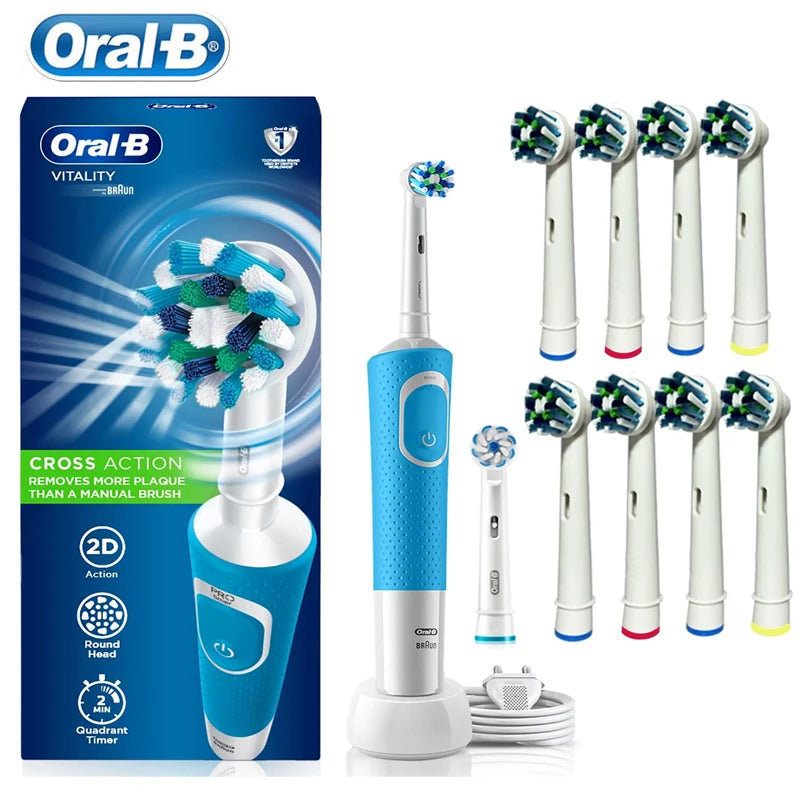 Oral B Vitality 100 Electric Rechargeable Toothbrush Cross Action Clean for Adults Timer Waterproof Tooth Brush