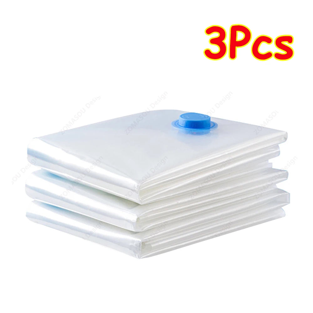 1-24Pcs Reusable Vacuum Storage Sealing Bags with Hand Pump Clear Folding Compressed Space Saving Vacuum Bag for Clothes Travel