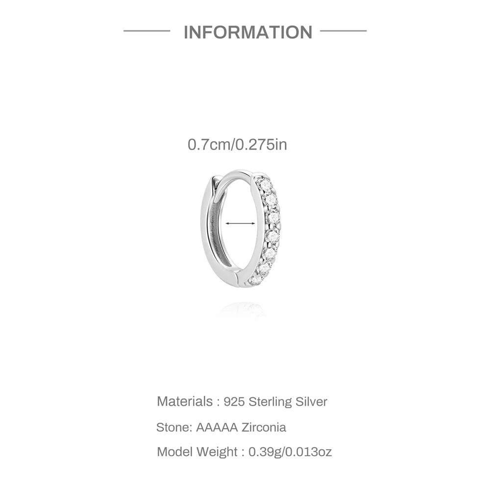 CANNER 1PC Moissanite Horse Eye Puncture Ear Stud For Women 925 Sterling Silver INS 2/3/4mm Round Circle Earring Wedding Gift