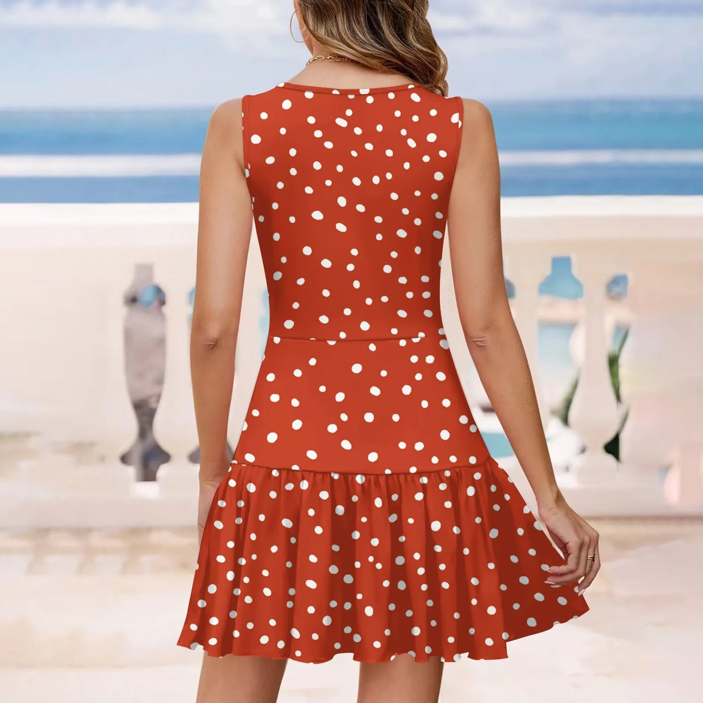 Women's Summer Sleeveless Sexy Wrap V Neck Floral Sundress Mini Dress Ladies Casual Fashion V-Neck Sleeveless Floral Print Dress