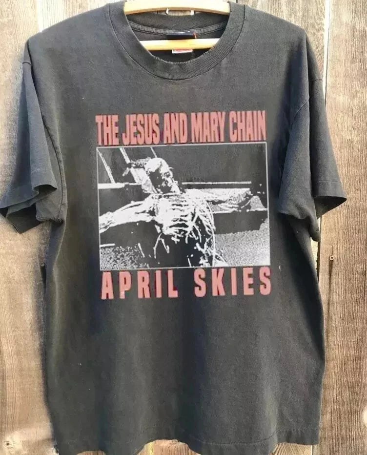 American Retro Jesus and Mary Chain Charcoal T-shirt Unisex Reprint T-shirt Summer New Men's and Women's Fashion Streetwear