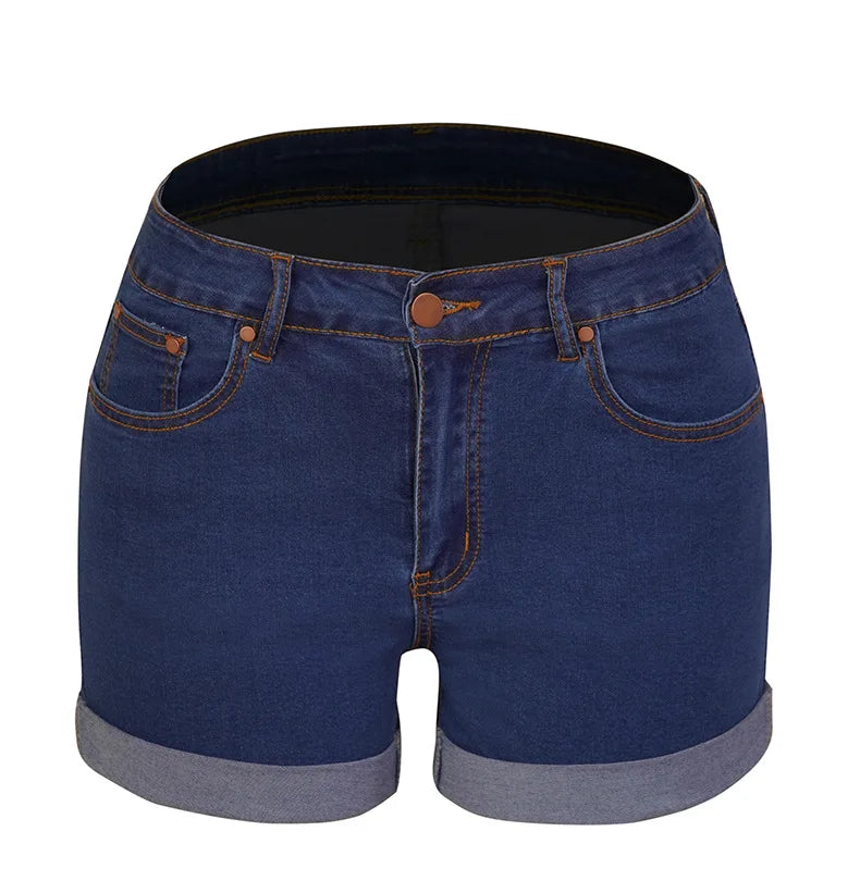 Women Casual Slim Fit Pockets Denim Shorts Wrap Buttocks Solid Mini Jeans Female 2024 Sexy High Strecth Vintage Short Pants