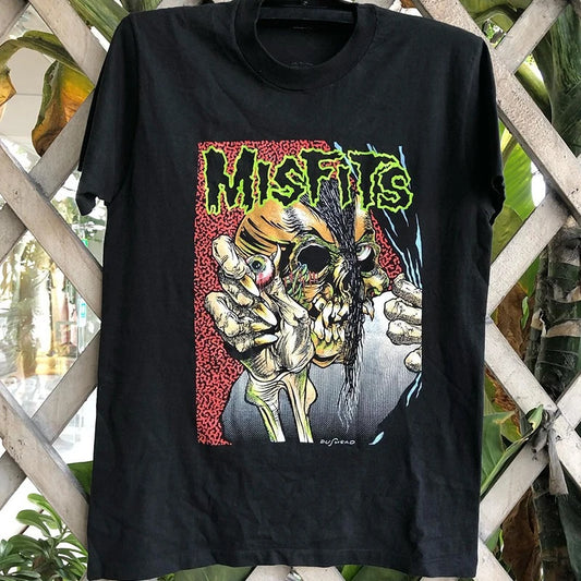 Misfits Punk Rock Band Peripheral Skull Tide Brand Printed Short Sleeve Vintage Hip Hop Men and Women T-Shirt