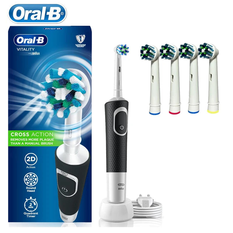 Oral B Vitality 100 Electric Rechargeable Toothbrush Cross Action Clean for Adults Timer Waterproof Tooth Brush
