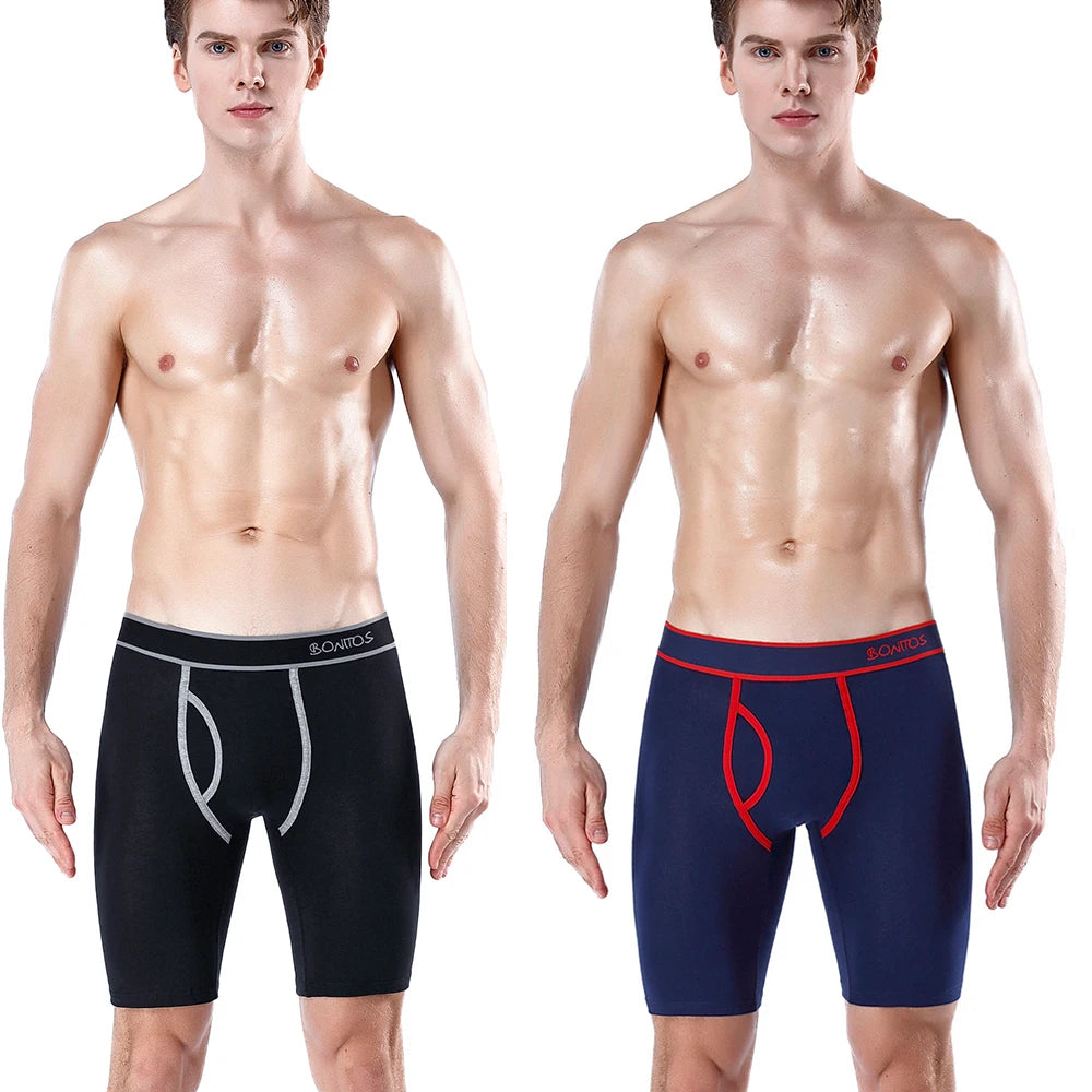 4pcs Long Men's Panties Open front Boxer for men Underwear Trunk Cotton long leg Underpants male boxershorts High Quality Shorts