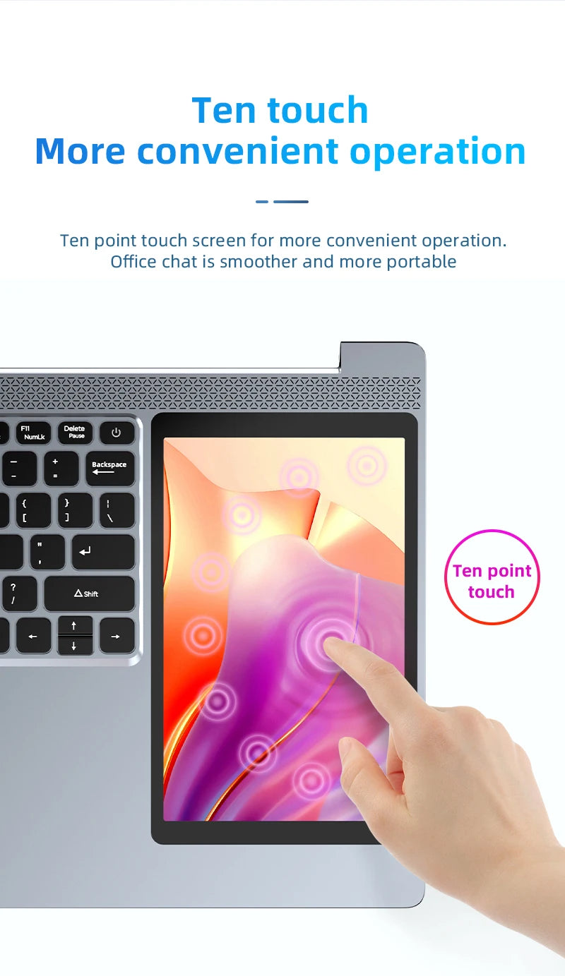 Dual Screen Laptop 32G DDR4 2TB SSD Gaming Laptops 15.6" IPS+7" Touch Screen Intel N100 Processor Windows11 Notebook Computer