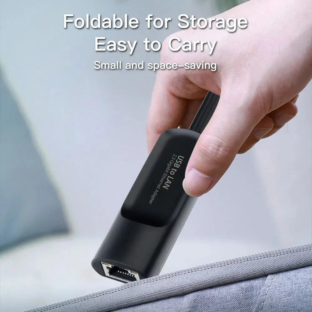USB Gigabit Ethernet Adapter 2500Mbps USB 3.0 Network Card to RJ45 Lan Driver Free For Desktops Laptop Macbook PC Accessories
