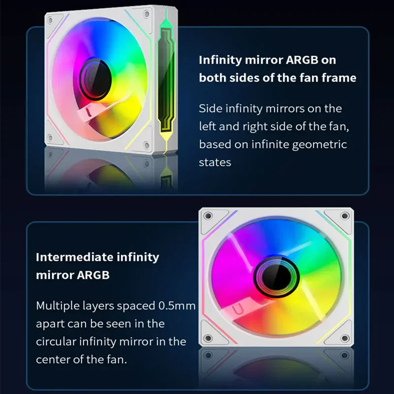 ICE Whale Prism 4 PRO PC Case Fan 120mm  ARGB Cyclic Mirror Light Effect PWM 800-1800RPM CPU Cooler ventilador