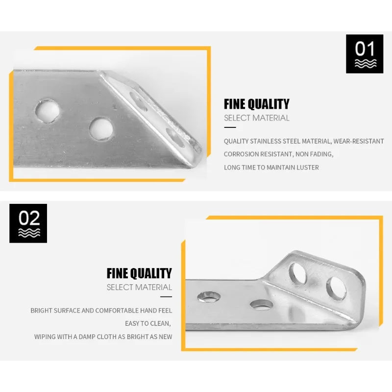 10/1set Corner Brackets Stainless Steel Furniture Angle Shelf Connector Cabinet Support Fixing Frame Corner Brace with Screw