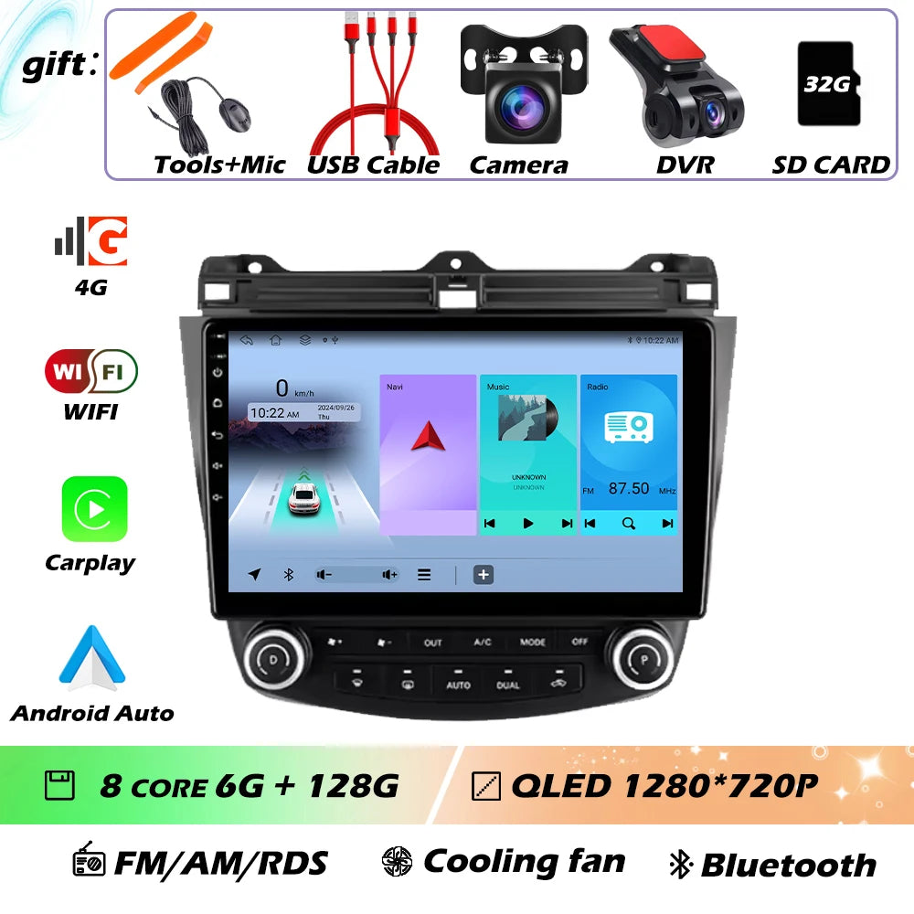 Android OS For Honda Accord 7 CM UC CL 2004 - 2007 Car Radio Navigation 4G WIFI BT No 2 Din DVD GPS CPU Multimedia Player