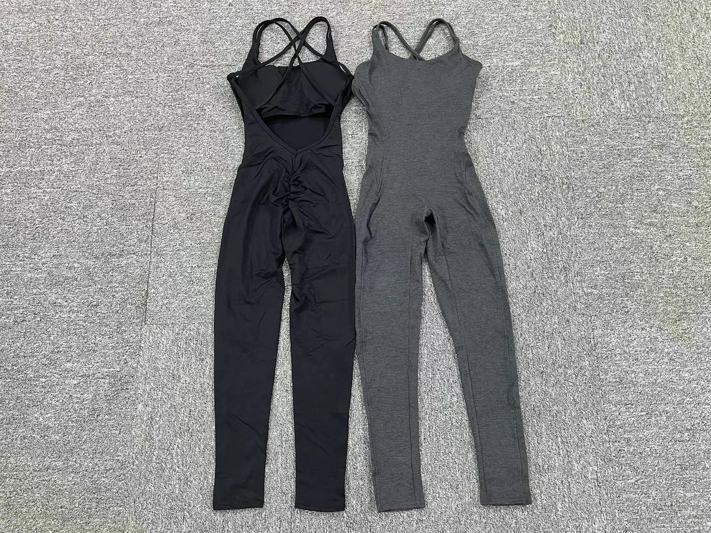 Sexy Backless Bodycon Scrunch Jumpsuit Raises Butt Women Dance Fitness Overalls for Women Sleeveless Yoga Sport Jump Suit Black