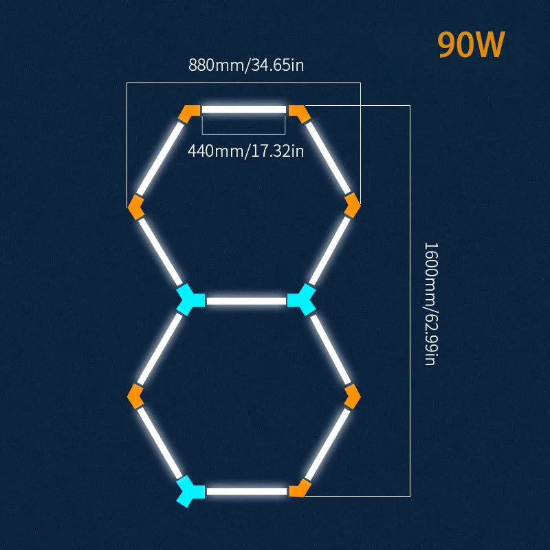 Honeycomb Led Lights Garage Light Ceiling Lighting AC85-265V Garage LED Tube Lights Hexagon For Auto Car Body Repair Workshop
