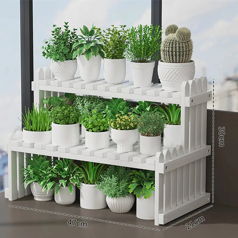 2Tier Simple Modern Decorative Natural Bamboo Flower Pot Plant Display Stand Shelf,Books Kitchen Household Supplies Storage Rack