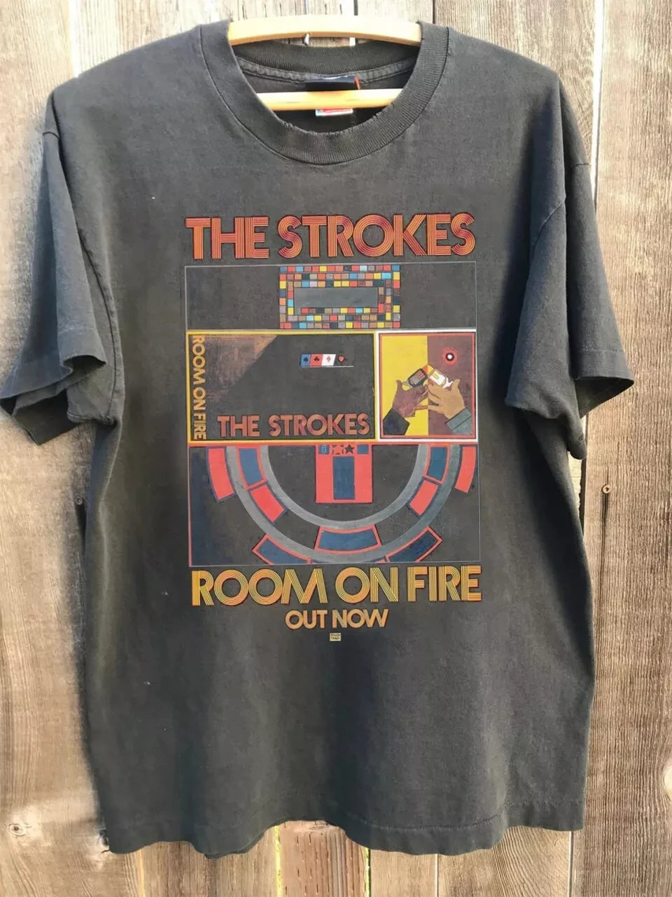 The Strokes T-shirt Rock Band retro tee classic style unisex charcoal tee Men's T-Shirt Short Sleeve Shirt Men Women Summer
