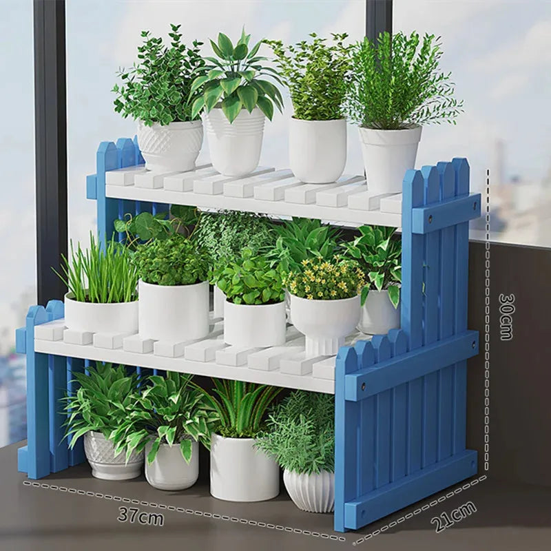 2Tier Simple Modern Decorative Natural Bamboo Flower Pot Plant Display Stand Shelf,Books Kitchen Household Supplies Storage Rack