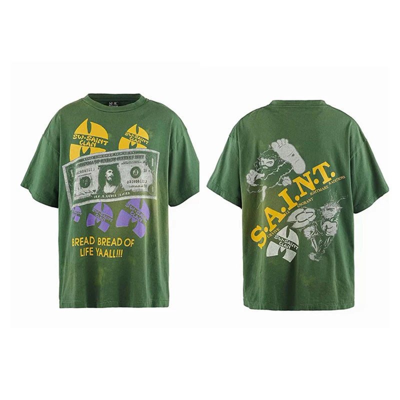 Pay Money To My Pain Saint T-Shirt Men Women Best Quality Oversized 100% Cotton Tee Tops Vintage Washed Black Graphics T Shirt