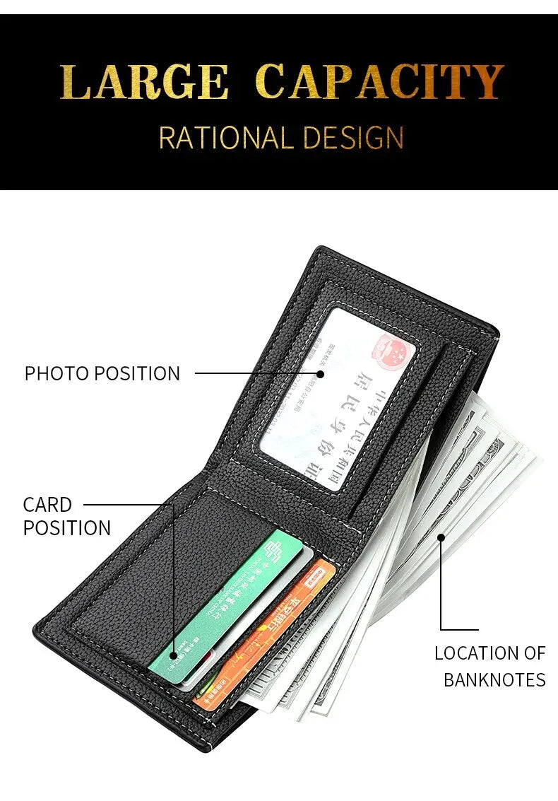 Men New Minimalist Wallet Ultra-thin PU Leather Multi-slot Newly Designed Wallet