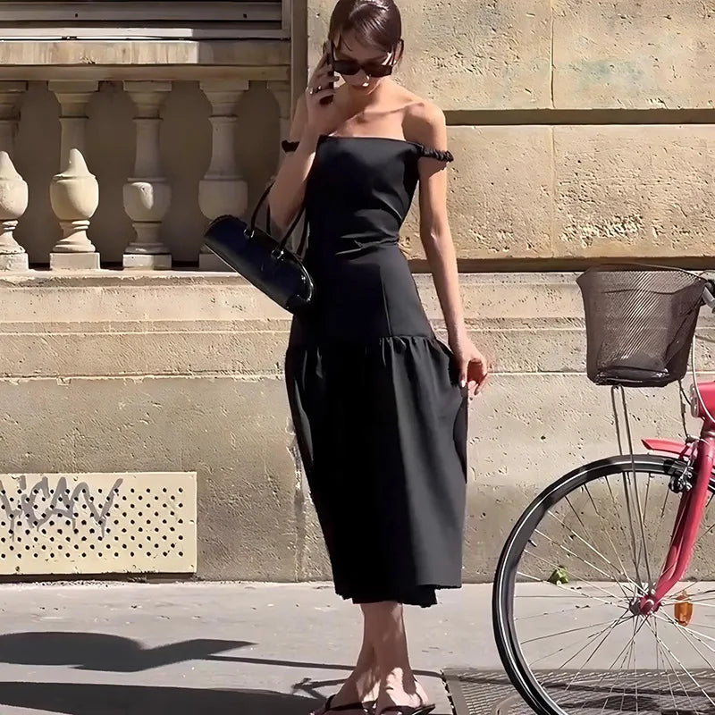 Ladies Summer Off Shoulder Elegant Evening Party Dress Women Sleeveless Backless Long Dresses Club Streetwear Woman Clothes 2025
